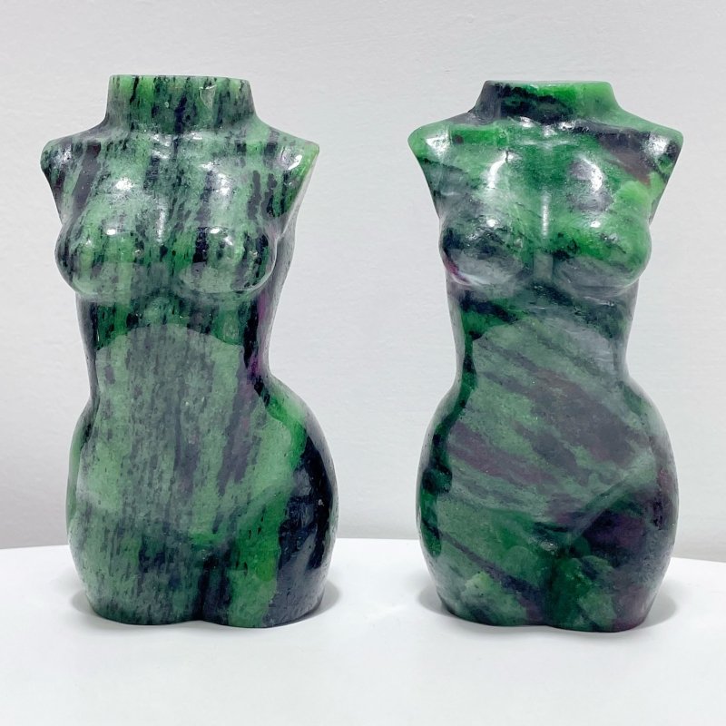 2 Pieces Ruby Zoisite Goddess Carving - Wholesale Crystals