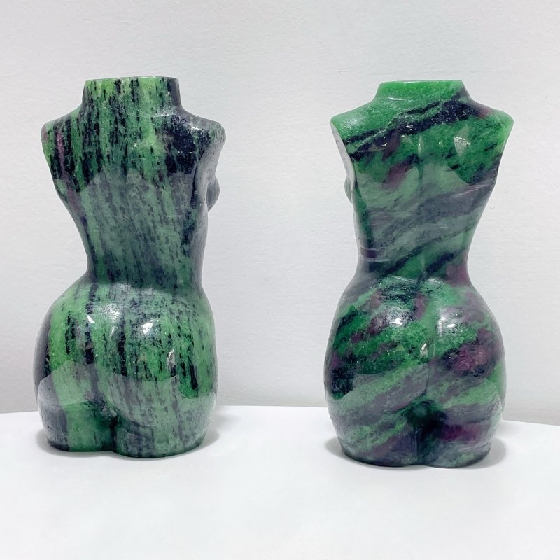 2 Pieces Ruby Zoisite Goddess Carving - Wholesale Crystals