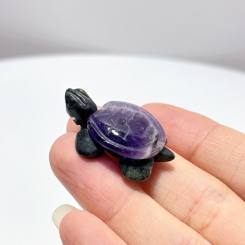 2 Types Beautiful Turtle Crystal Carving Wholesale Caribbean Calcite Chevron Amethyst - Wholesale Crystals