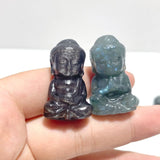 2 Types Small Buddha Carving Wholesale Labradorite Silver Sheen Obsidian - Wholesale Crystals