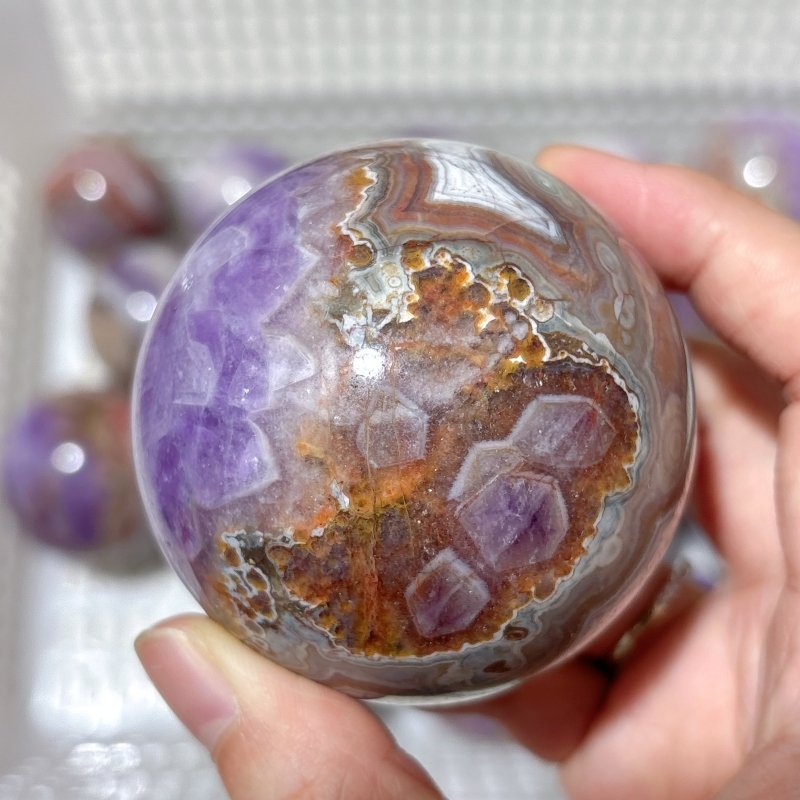 20 Pieces Amethyst Mixed Striped Agate Crystal Spheres - Wholesale Crystals