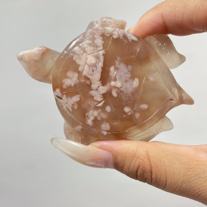 20 Pieces Beautiful Sakura Flower Agate Sea Turtle Carving - Wholesale Crystals