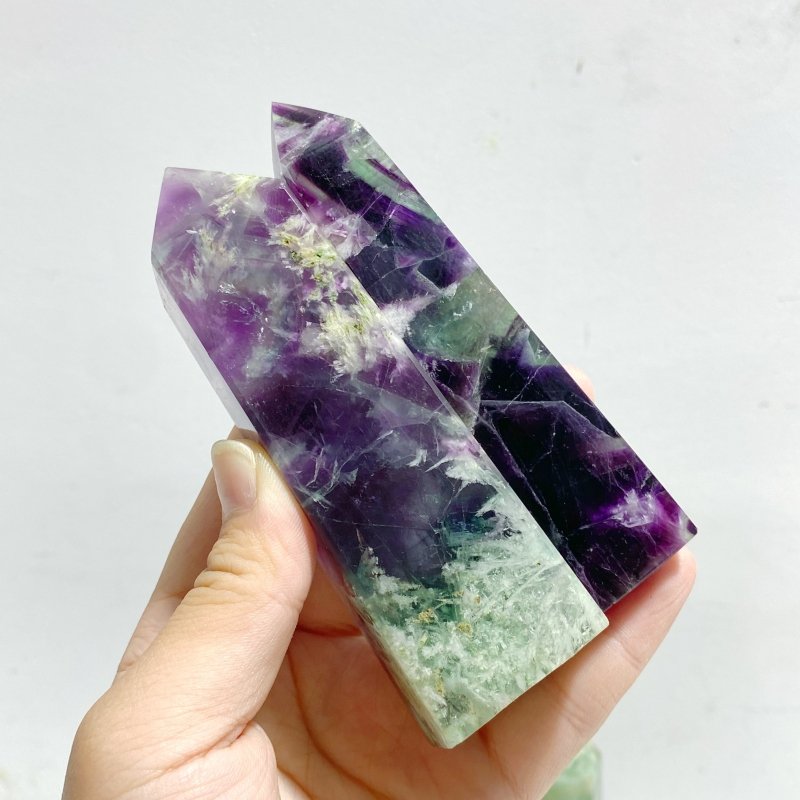 20 Pieces Feather Fluorite Four - sided Tower Points - Wholesale Crystals