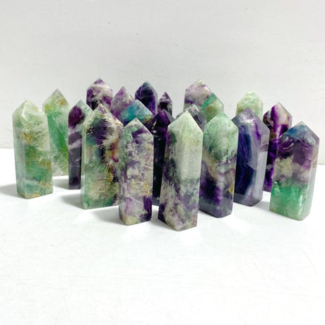 20 Pieces Feather Fluorite Four - sided Tower Points - Wholesale Crystals