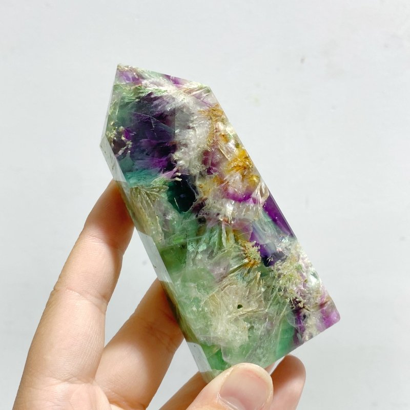 20 Pieces Feather Fluorite Four - sided Tower Points - Wholesale Crystals