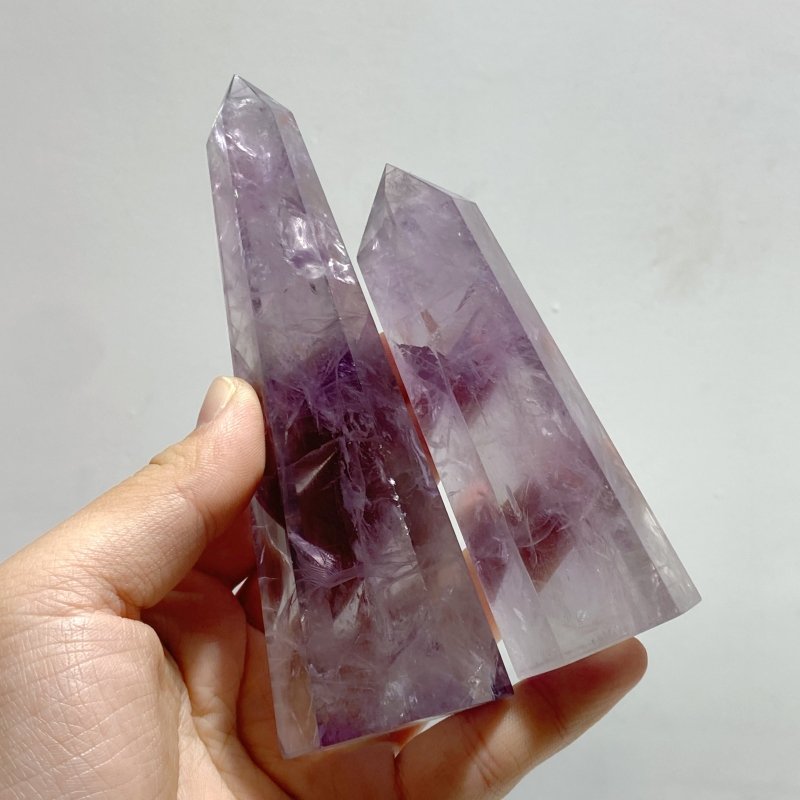 20 Pieces God's Fingerprint Amethyst Light Purple Tower Point - Wholesale Crystals