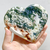 20 Pieces Large Geode Green & Pink Moss Agate Heart -Wholesale Crystals