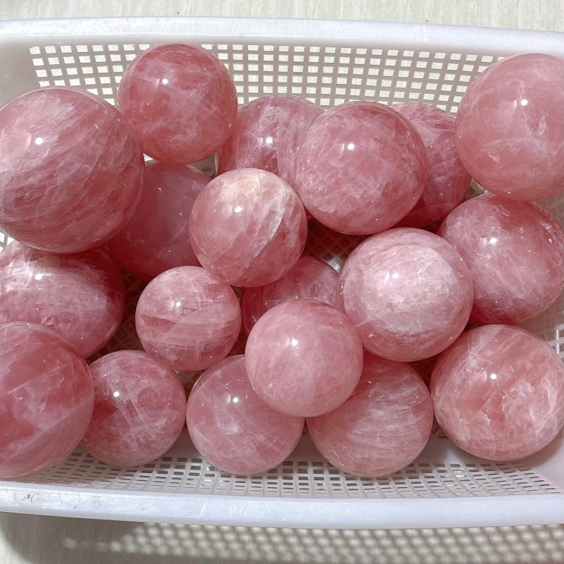 20 Pieces Madagascar Deep Pink Star Rose Quartz Spheres - Wholesale Crystals