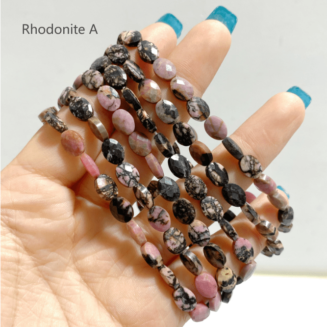 20 Types Cut Faceted Oval Shape Bracelet Caribbean Calcite Moss Agate Rhodonite Wholesale - Wholesale Crystals