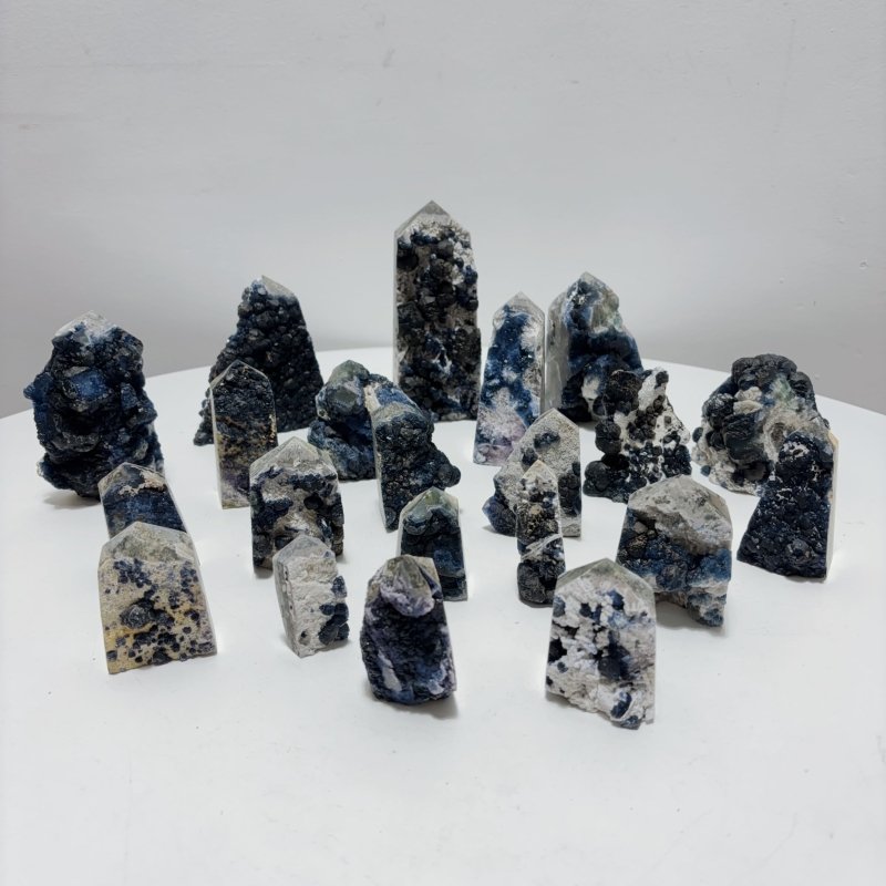 21 Pieces Beautiful Blue Fluorite Raw Tower Specimen Stone - Wholesale Crystals