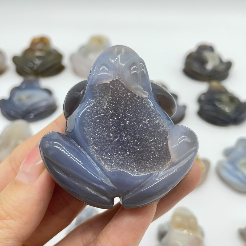 21 Pieces Geode Druzy Agate Frog Carving -Wholesale Crystals