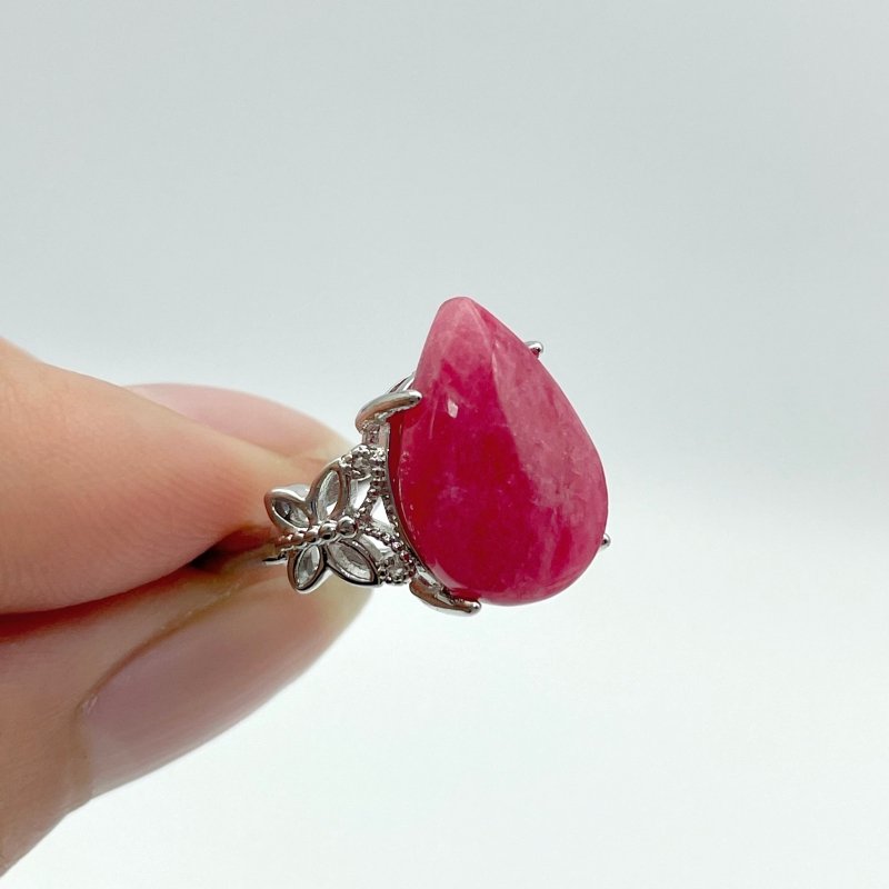 21 Pieces Pink Rhodonite Stone Different Styles Shape Ring - Wholesale Crystals