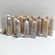 22 Pieces Geode Sakura Flower Agate Geode Four-Sided Points -Wholesale Crystals