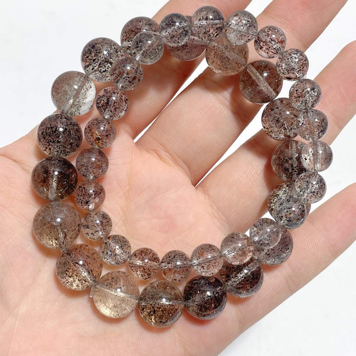 10 Pieces Black Mica Mixed Garden Quartz Bracelets