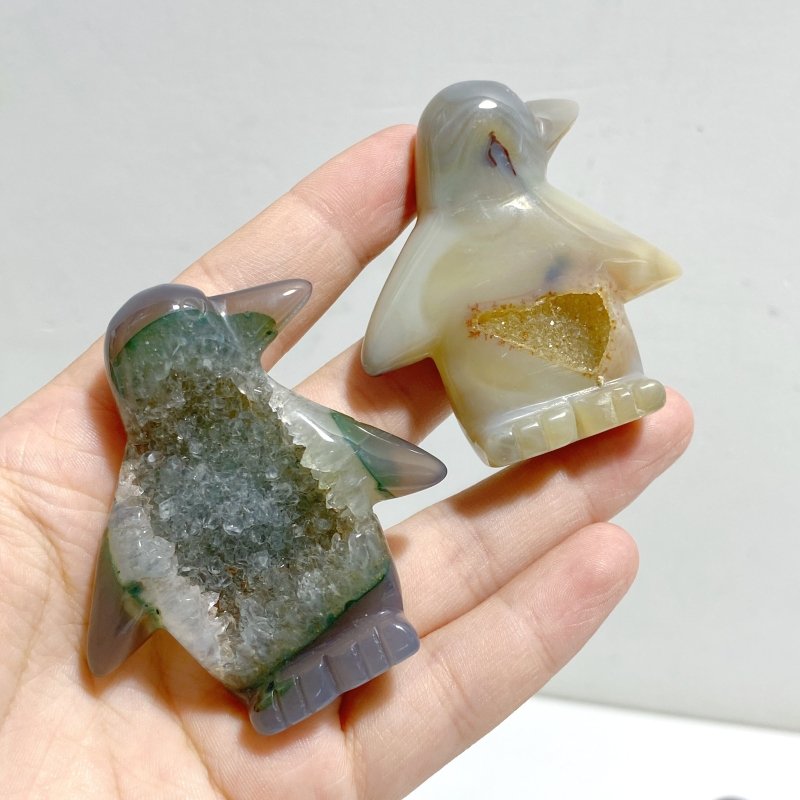 23 Pieces Geode Druzy Agate Penguin Carving -Wholesale Crystals