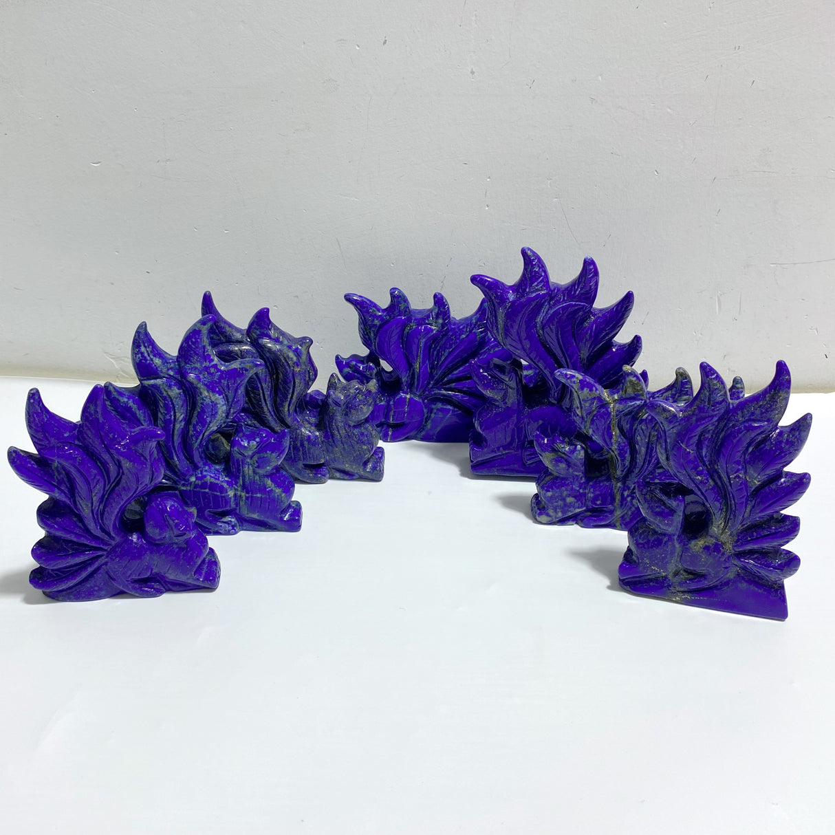 7 Pieces Lapis Lazuli Nine-tailed Fox Carving