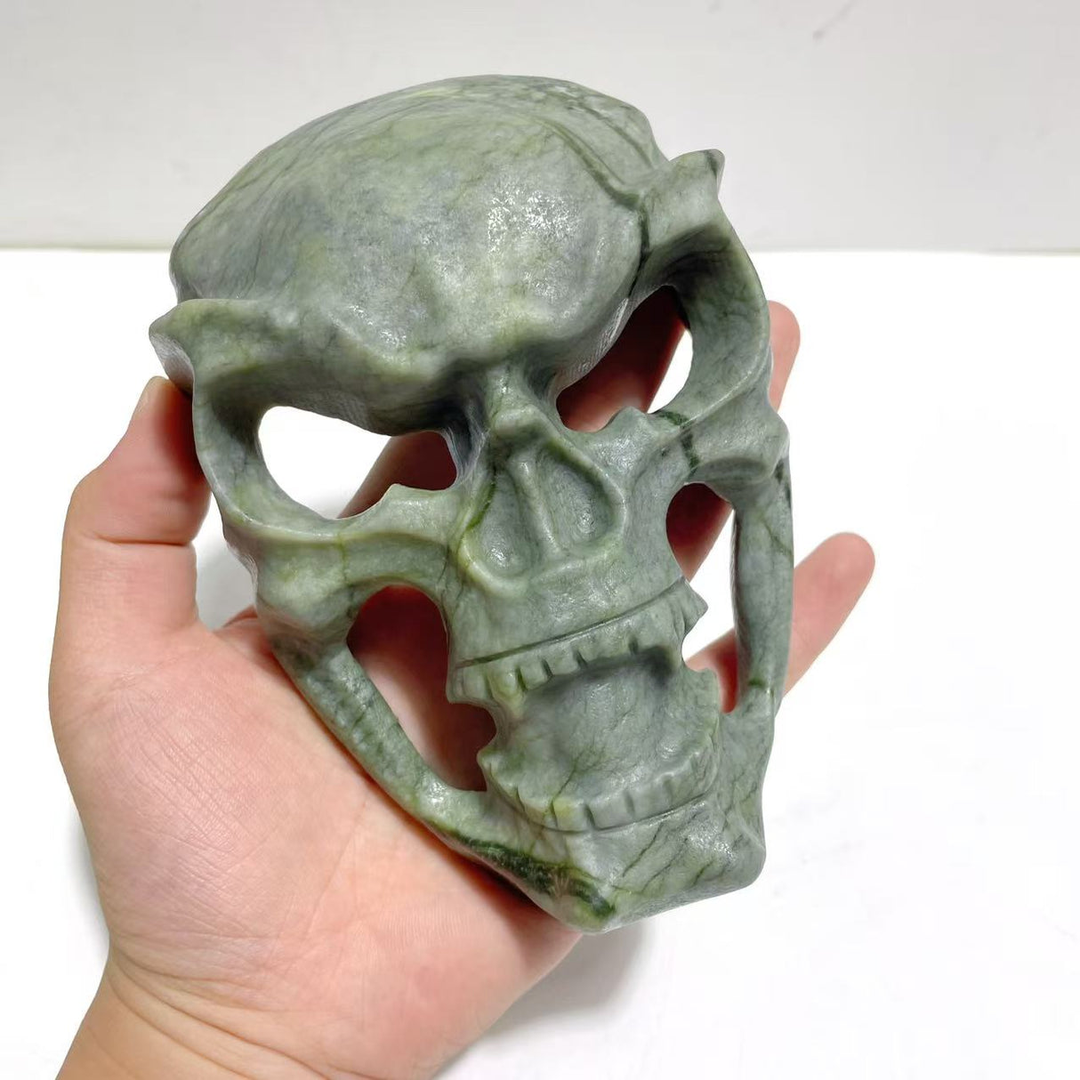 Green Jade Skull Large Mask Carving Wholesale
