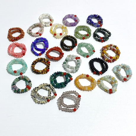 24 Types Crystal Beaded Rings Wholesale Moss Agate Chevron Amethyst Red Jasper -Wholesale Crystals