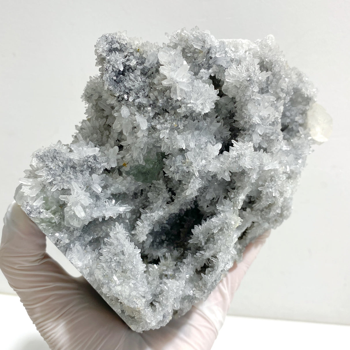 3 Pieces Large Black Clear Quartz Cluster Mixed Calcite Specimen