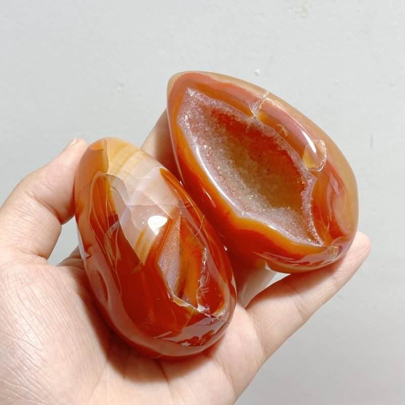 25 Pieces Geode Druzy Carnelian Eggs - Wholesale Crystals