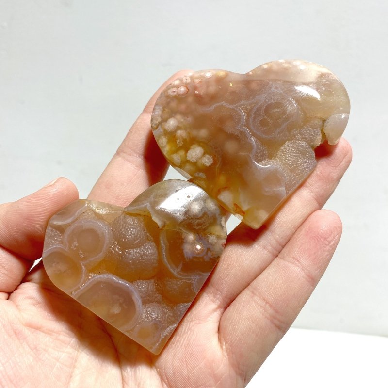 25 Pieces Geode Druzy Sakura Flower Agate Heart - Wholesale Crystals