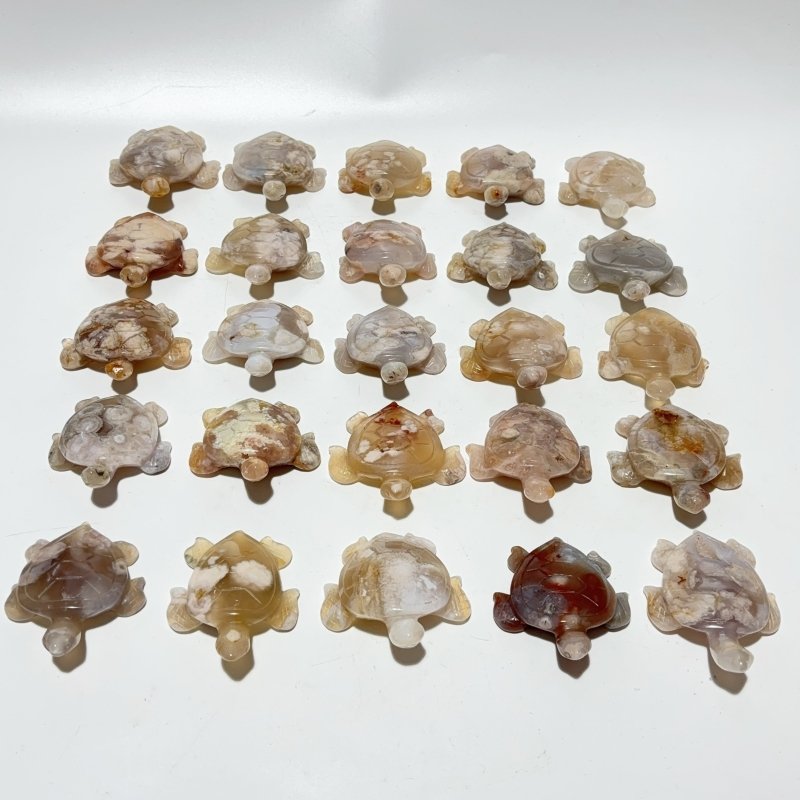 25 Pieces High Quality Sakura Flower Agate Sea Turtle Carving -Wholesale Crystals
