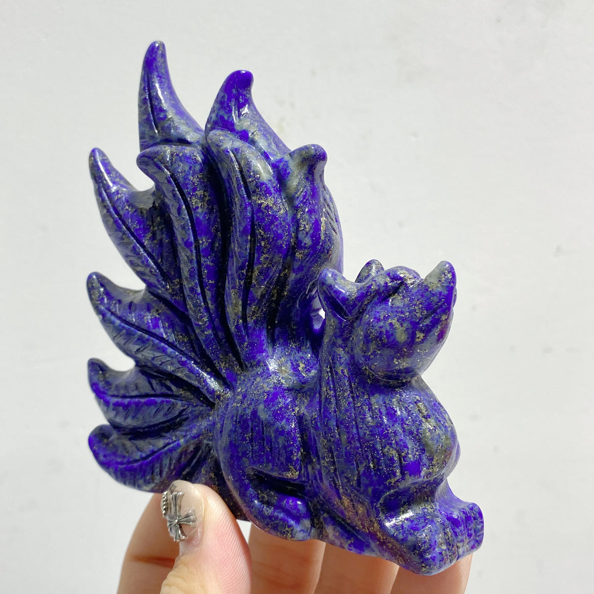 7 Pieces Lapis Lazuli Nine-tailed Fox Carving