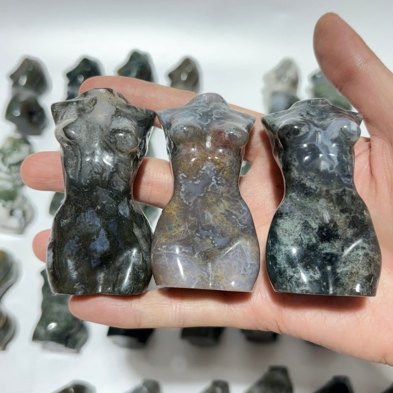 28 Pieces Beautiful Moss Agate Goddess Crystal Carving -Wholesale Crystals