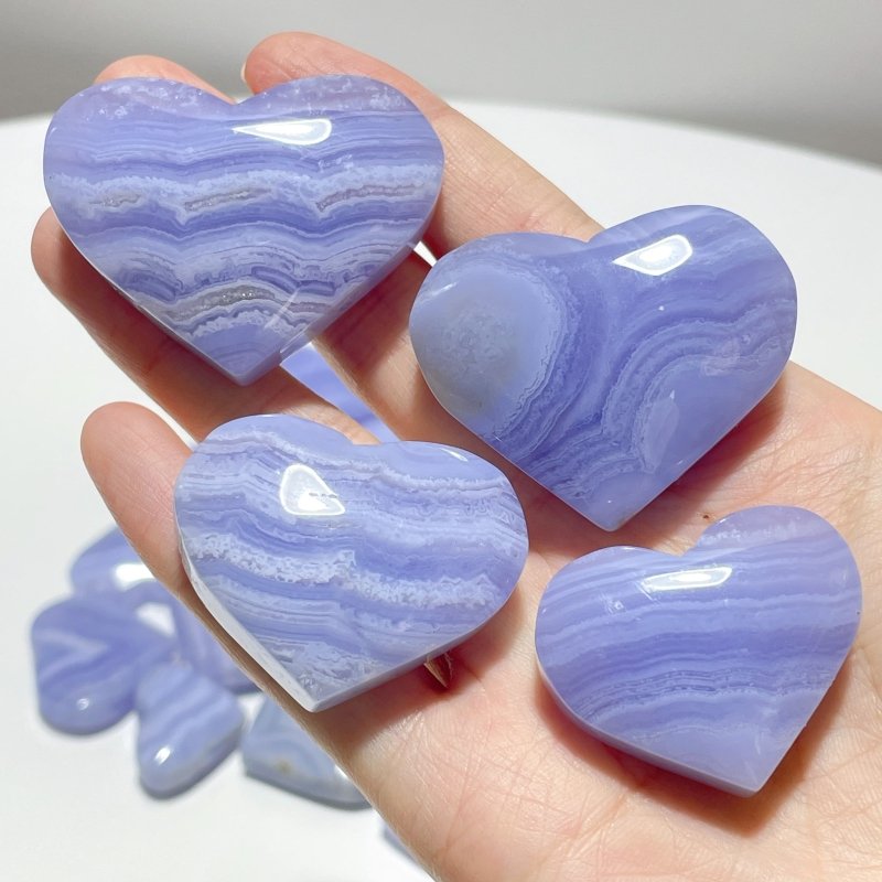 28 Pieces High Quality Blue Lace Agate Heart - Wholesale Crystals