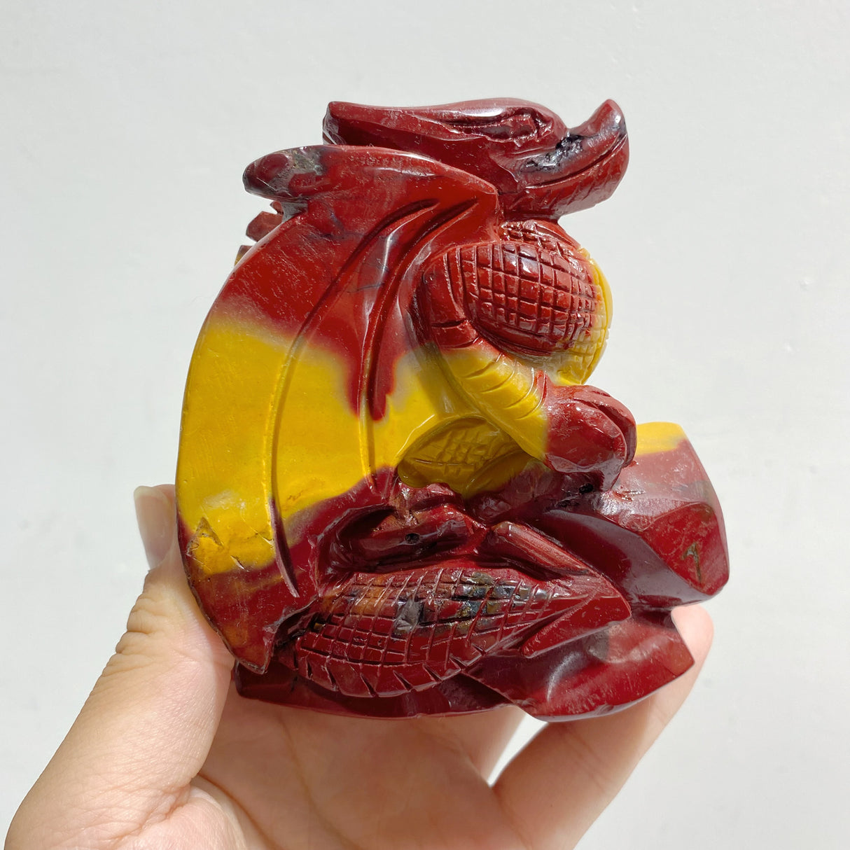 2 Pieces Mookaite Flying Dragon Castle Carving #1