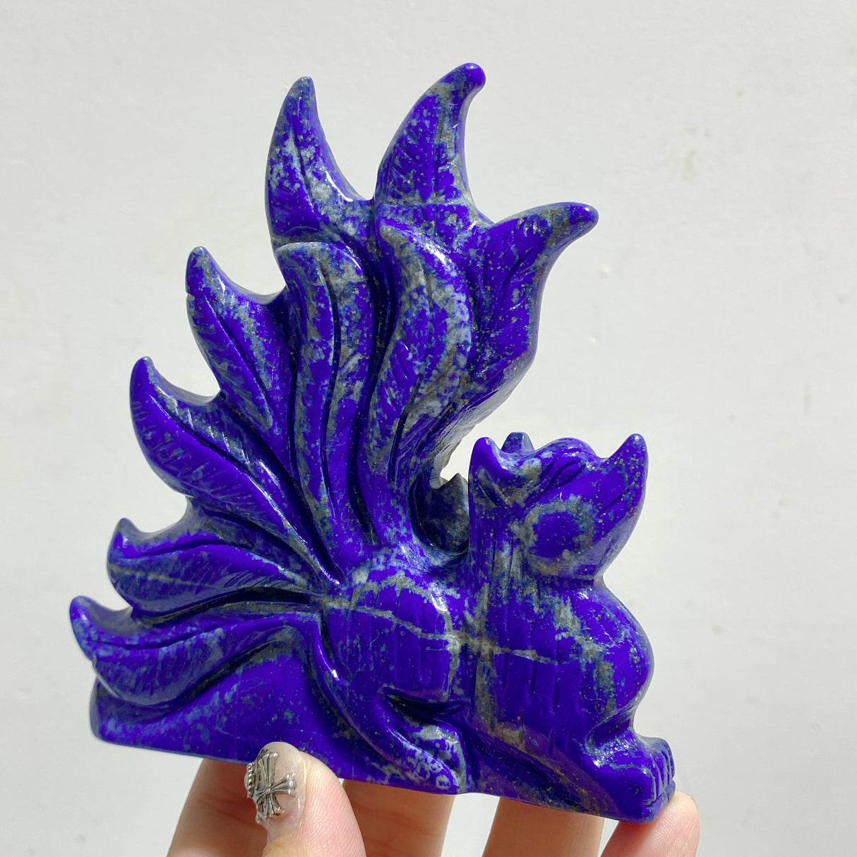 7 Pieces Lapis Lazuli Nine-tailed Fox Carving