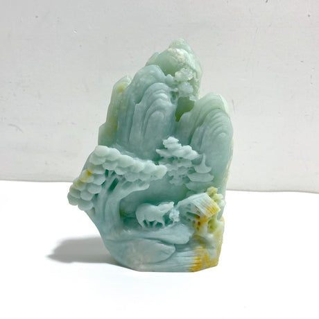 4 Pieces Beautiful Caribbean Calcite Landscape Pavilion Carving #7