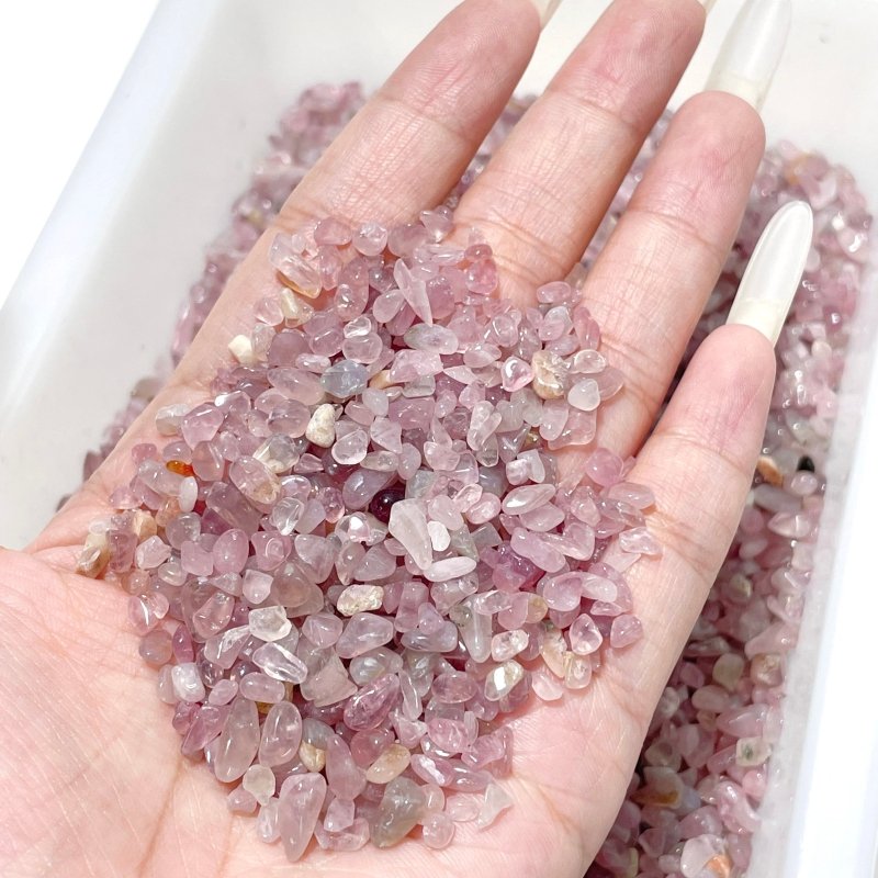 3 - 5mm Madagascar Rose Quartz Chips Gravel Wholesale - Wholesale Crystals