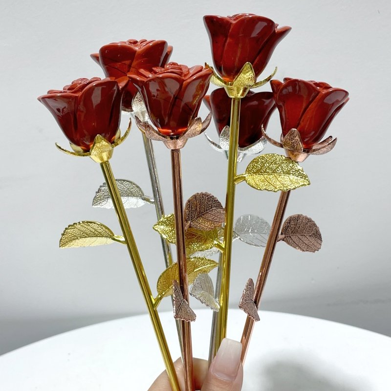 3 Color Beautiful Red Jasper Rose Flower Carving Wholesale #2 Shape - Wholesale Crystals