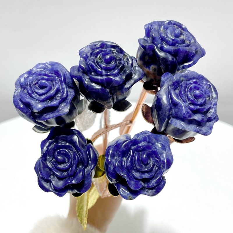 3 Color Beautiful Sodalite Rose Flower Carving Wholesale #1 Shape - Wholesale Crystals