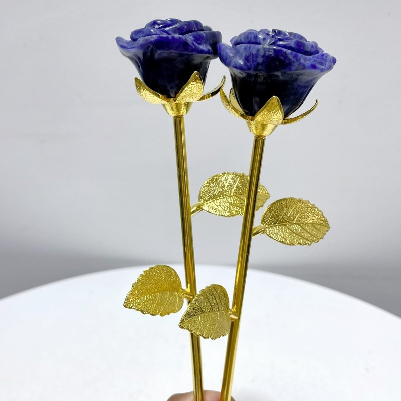 3 Color Beautiful Sodalite Rose Flower Carving Wholesale #2 Shape - Wholesale Crystals