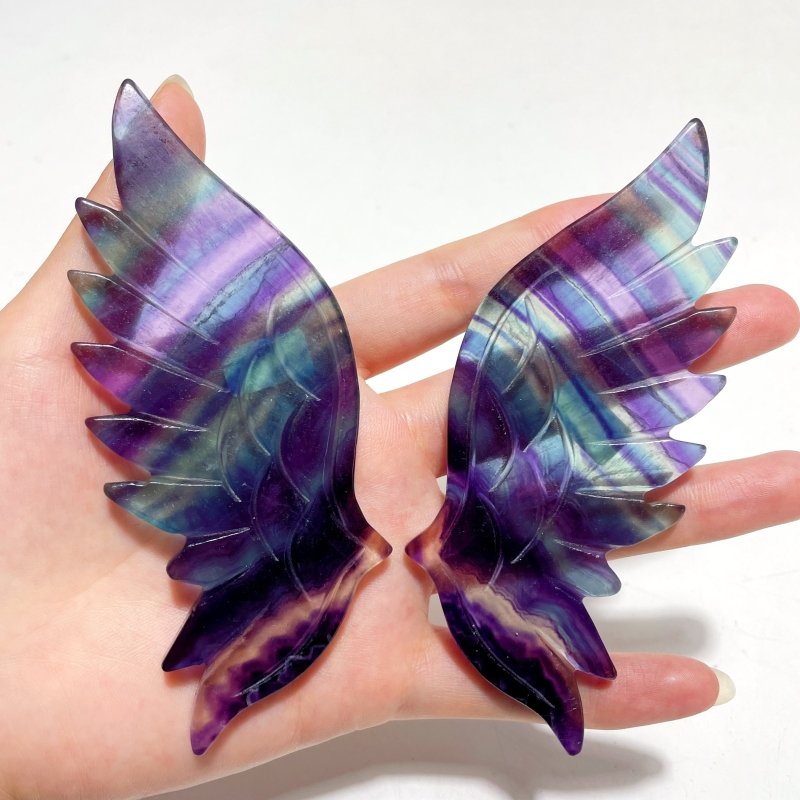 3 Pairs Beautiful Fluorite Angel Wing With Stand - Wholesale Crystals