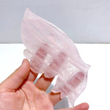 3 Pairs Rose Quartz Butterfly Wing Carving With Stand - Wholesale Crystals