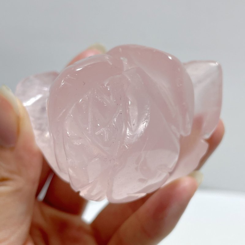 3 Pairs Rose Quartz Small Flower Carving With Stand - Wholesale Crystals