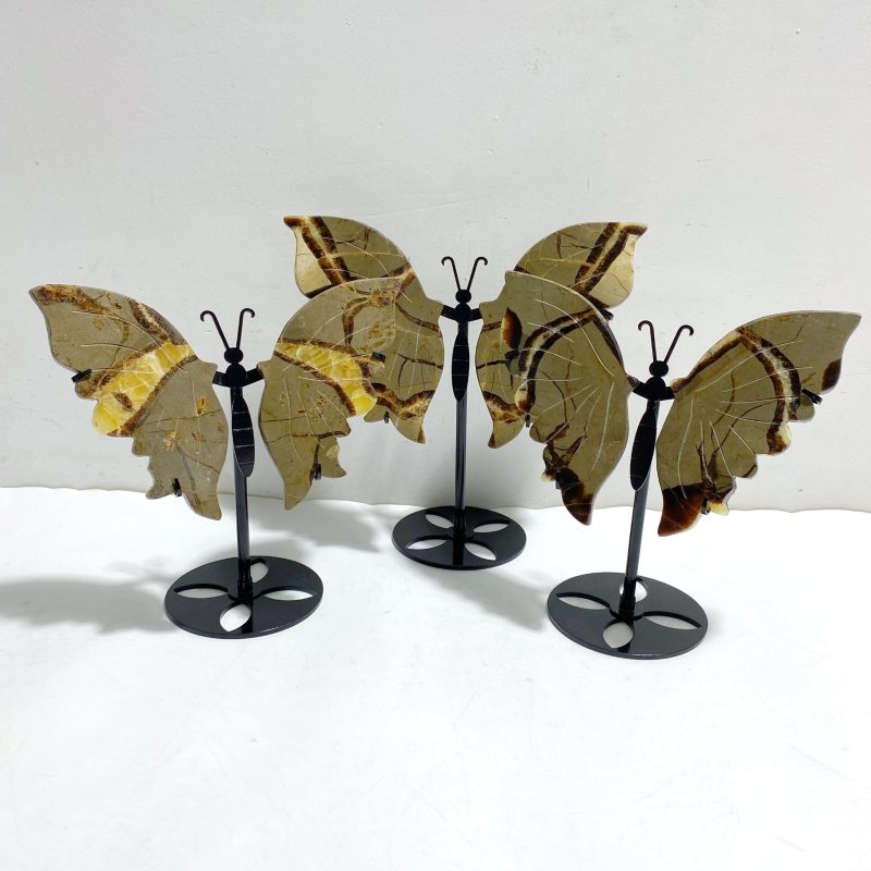 3 Pairs Septarian Butterfly Wing Carving With Stand 6 -Wholesale Crystals
