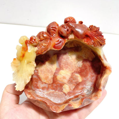 3 Pieces Beautiful Colorful Jasper Bowl Hand Carving Home Decor - Wholesale Crystals