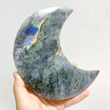 3 Pieces Beautiful Labradorite Moon Carving With Stand - Wholesale Crystals