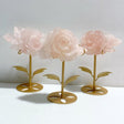 3 Pieces Beautiful Rose Quartz Flower Carving With Stand -Wholesale Crystals