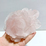 3 Pieces Beautiful Rose Quartz Flower Carving With Stand -Wholesale Crystals