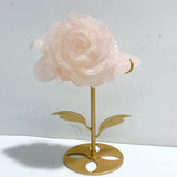 3 Pieces Beautiful Rose Quartz Flower Carving With Stand -Wholesale Crystals