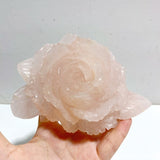 3 Pieces Beautiful Rose Quartz Flower Carving With Stand -Wholesale Crystals