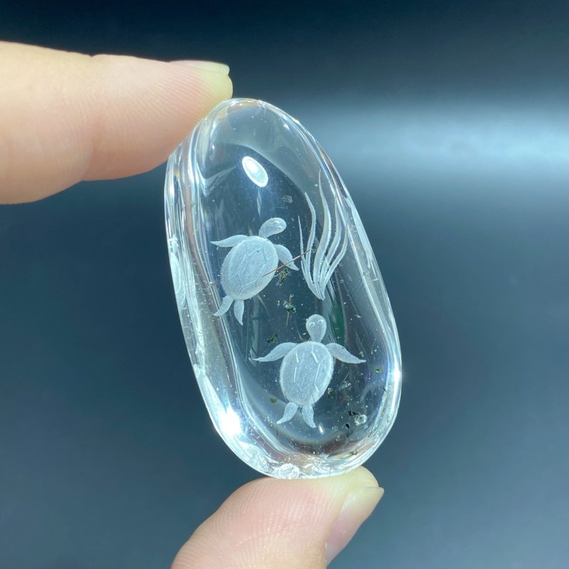 3 Pieces Beautiful Sea Turtle Garden Quartz Inner Scene Carving -Wholesale Crystals