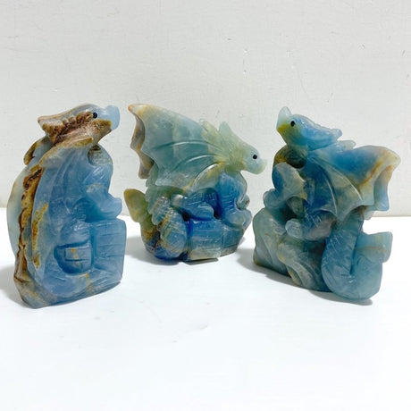 3 Pieces Blue Onyx Flying Dragon Castle Carving(Defect) -Wholesale Crystals
