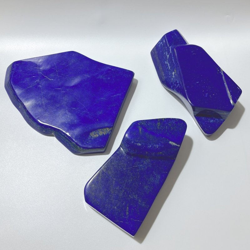 3 Pieces Gem Grade Lapis Lazuli Polished Large Free Form - Wholesale Crystals