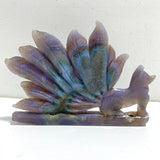 3 Pieces Geode Agate Druzy Nine-tailed Fox Carving (Defective) -Wholesale Crystals